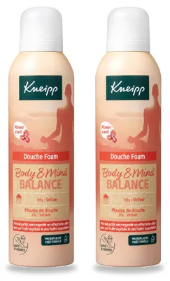 Imagen del producto de 2 unidades de espuma de ducha Kneipp para cuerpo y mente, aroma Iris y Vetiver, 200 ml cada una. Paquete económico