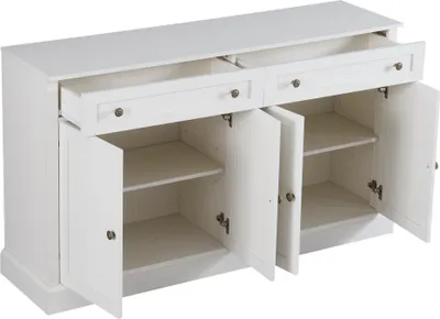 Produktbild von Merax Kommode Sideboard mit 2 Schubladen und 4 Türen, Anrichte mit viel Stauraum und Metallgriffe, Schrank im rustikalen Landhausstil, 150cm Breite
