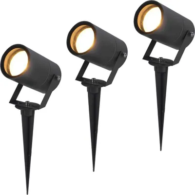 Produktbild von hoftronic LED Gartenstrahler 3x dimmbar GU10 IP65 Schwarz