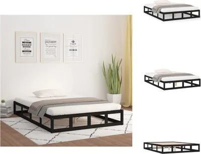 Produktbild von vidaXL Massivholzbett Schwarz 120x190 cm -  Betten & Bettgestelle