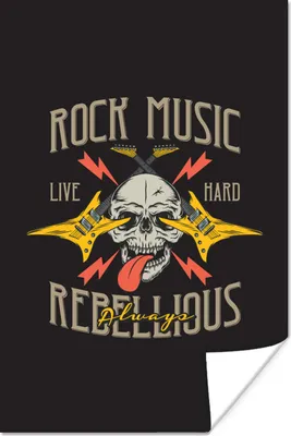 Produktbild von MuchoWow® Poster Totenkopf - Gitarre - Vintage 60x90 cm - Wanddekoration