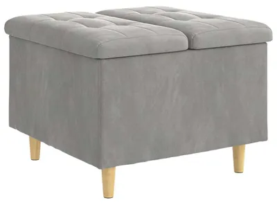 Produktbild von Grauer Hocker mit Stauraum und gepolstertem Deckel