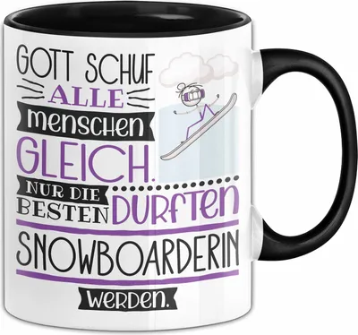 Produktbild von Snowboarderin Geschenk Becher Tasse Gott Schuf Alle Menschen Gleich Nur Die Besten Durfeten Snowboarderin Werden Geschenkidee Lustig (Schwarz)