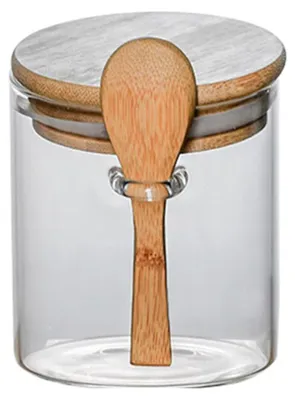 Glas-Vorratsdose 450 ml mit Bambusdeckel und Löffel