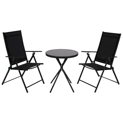 Produktbild von DEGAMO Bistroset Gartenset MILANO 3-teilig, Metall + Glas + Kunstgewebe schwarz
