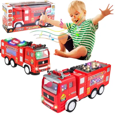 Immagine prodotto di Autopompa giocattolo per bambini con effetti LED 4D sirena realistica cambio direzione automatico e plastica ABS