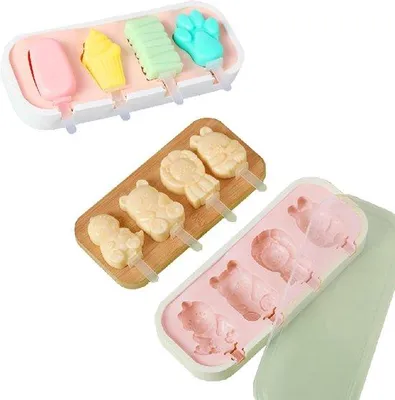 Produktbild von Famanu Silikon-Eisformen, 8 Eisformen, wiederverwendbare BPA-freie Eisbereiter mit Deckel