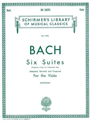 Obrázok produktu pre Bach Six Suites for Unaccompanied Viola Schirmer Library of Classics Vol. 1278 Baroque and Classical Viola Sheet Music G. Schirmer Edition for Advanced and Intermediate Players