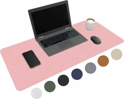 Produktbild von WURK [80 cm x 40 cm]  Schreibtischunterlage Kunstleder Inklusive Kabelclip - Mauspad - Große Schreibunterlage - Mauspad XXL - Rutchfeste Unterlagenmatte - Desk Mat (Rosa)