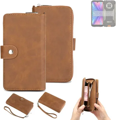 Produktbild von K-S-Trade Handyhülle Schutzhülle kompatibel mit Doogee V31 GT & Portemonnee Tasche Handytasche Case Etui Geldbörse Wallet braun (1x)