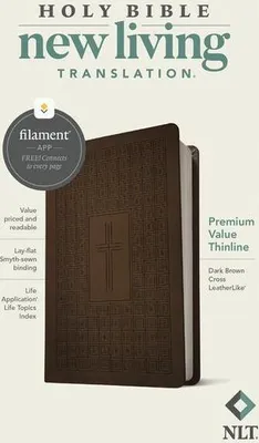 Image de NLT Premium Value Thinline Bible, Filament Enabled (Leatherlike, Dark Brown Cross)