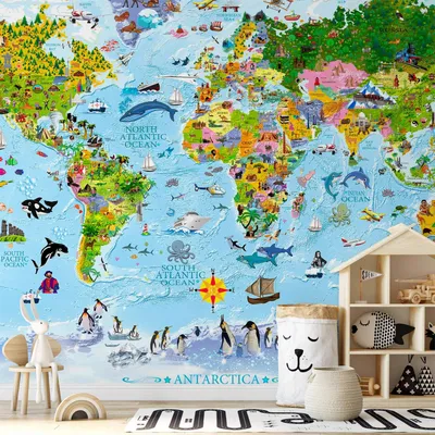 Zdjęcie produktu dla Fototapeta flizelinowa - Mapa świata dla dzieci 350x245 cm mapy e-A-0102-a-a