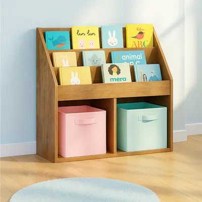 Produktbild von Kinderregal Aufbewahrungsregal mit 5 Fächern Bücherregal für Kinderzimmer Eiche