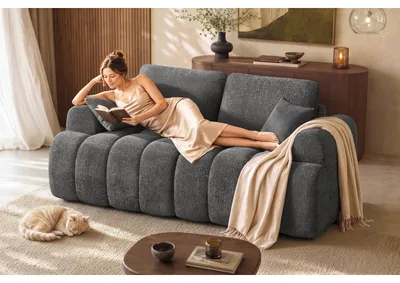 Produktbild von VASAGLE Modulares 2-Sitzer Sofa, Rahmenlose Chenille Couch für Wohnzimmer, 176 x 92 x 85 cm, Grau
