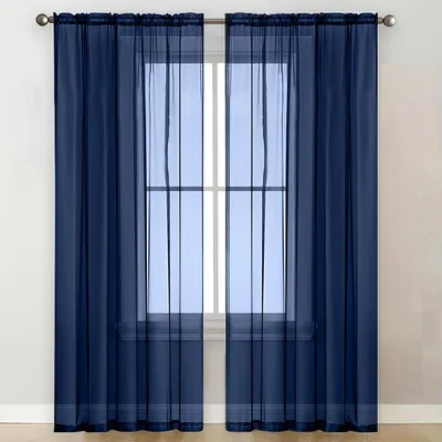 Produktbild von 1er Pack Vorhänge Wohnzimmer Transparent Gardinen, Voile Vorhang, Dunkelblau 132x213cm