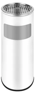 Produktbild von WELLGRO 2 in 1 Standaschenbecher & Mülleimer - WEIß, Edelstahl, 24,5 x 60 cm (ØxH)