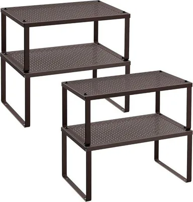 Produktbild von Famanu Küchenregal Set 4 Küchenorganizer erweiterbar stapelbar Metall braun