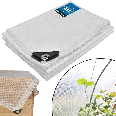 Obrázok produktu pre KOTARBAU® Plachta s očkami 120 g/m² priehľadná 3x5 m krycia plachta fólia na skleníky vodotesná priehľadná univerzálna sieťovina, productTiles.product.images.aiGenerated