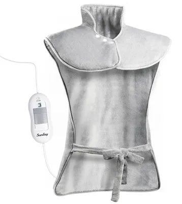 Obrázek produktu pro Vyhřívací polštář na záda, ramena a krk - 60 x 100 cm - Šedá - 6 teplotních stupňů - Automatické vypnutí
