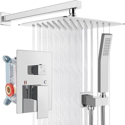 Produktbild von Duschsystem Luxus - Regendusche mit Luftinjektionstechnologie - 10 Zoll quadratisch - Poliertes Chrom