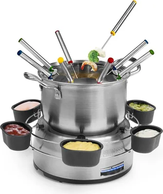 Produktbild von Princess 01.172680.01.001 Familienfondueset, 8 Person(en), 1,2 l, Edelstahl, Rund, Edelstahl, 1 m