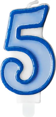 Produktbild von Geburtstagskerze Zahl 5 Zahlenkerze 7cm Blau