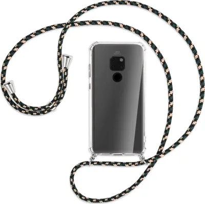 Produktbild von Handykette Backcover-Schutzhülle mit Band (Metall silberfarben) für Huawei Mate 20 - grün/blau/weiß