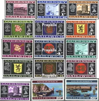 Produktbild von Briefmarken GB - Guernsey 1971 Mi 39-53 (kompl.Ausg.) postfrisch Ansichten