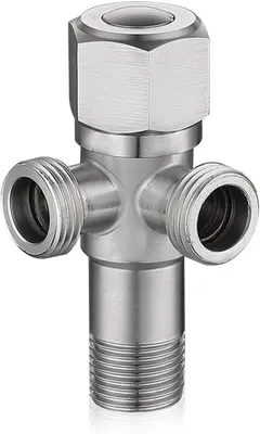 Obrázok produktu pre Ventil 1/2 palca, nerezová oceľ, dvojitý výstup, 90 stupňov, vhodné do kuchyne a kúpeľne