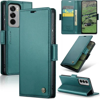 Immagine prodotto di Custodia per Oppo Reno12, carta di blocco RFID, custodia in pelle avanzata con funzione di supporto Verde