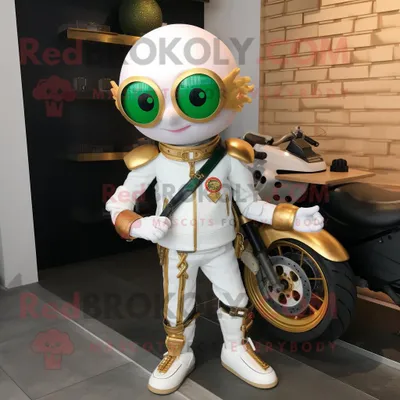 Immagine prodotto di Personaggio in costume della mascotte REDBROKOLY White Pot Of Gold vestito con una giacca da moto e portachiavi