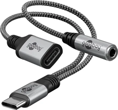 Produktbild von Goobay Adapter USB-C™ auf USB-C™ und Klinke, 3,5 mm AUX (74524)