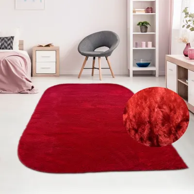 Produktbild von Wohnzimmerteppich modern mit abgerundeten Ecken in rot Größe - 120 x 170 cm