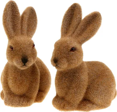 Produktbild von Dekohase beflockt Braun Osterhasen Set 15cm 4St Dekofigur Ostern, 4 Stück