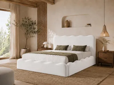 Produktbild von Emlar Polsterbett Bora 120x200 cm - Bett mit Bettkasten & Lattenrost - Velvet-Stoff - Doppelbett mit Stauraum Weiß (Magic Velvet 2200)