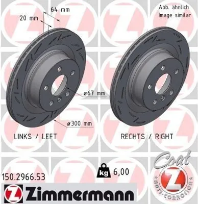 Produktbild von 2x ZIMMERMANN Bremsscheibe 150.2966.53 für BMW 3 Limousine (G20) 64mm 6kg 300mm