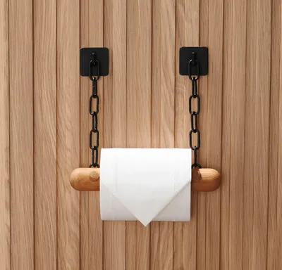 Produktbild von DEKAZIA® Toilettenpapierhalter Holz | Toilettenpapierhalter ohne Bohren schwarz | Klopapierhalter ohne Bohren | Klorollenhalter ohne Bohren | WC Papie