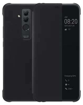 Image de Coque iophi pour Mate 20 Lite, étui en cuirPolyuréthanede luxe, coque de protection à rabat avec fonction Smart View [Mode économie d'énergie] [Protection complète] (Compatible avec Mate20Lite, Noir)