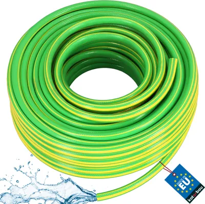 Obrázek produktu pro KOTARBAU® Zahradní hadice, 1 palec, 50 metrů, čtyřvrstvá, hadice pro zavlažování, flexibilní a odolná, vyztužená hadice pro zahradu, PVC, zelená a žlutá