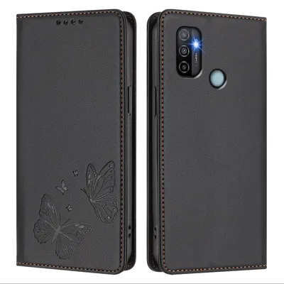Image de Étui en cuir pour Oppo A11s/A32/A53 4G/A53s 4G/A32 2020, motif papillon, étui portefeuille à rabat avec support, noir