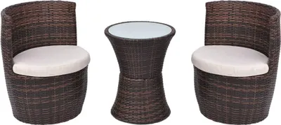 Obrázok produktu pre vidaXL 3-dielna súprava Bistro s vankúšmi Poly Rattan Brown