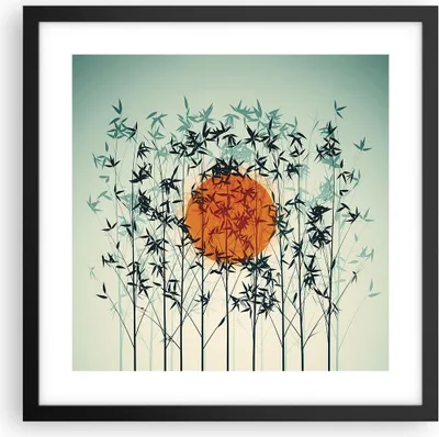 Produktbild von Gerahmtes Poster - Schwarzer Rahmen - Westen Sonne Gras - 40x40 cm - Wand Bild - Wanddeko - Wandbilder - Kunstposter - Wandposter - Bilderrahmen - Bilder - Kunstdruck - P2BAC40x40-5104