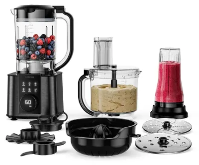 Küchenmaschine 1200 W, 2 L Schüssel, 1,75 L Mixer, 10 Stufen