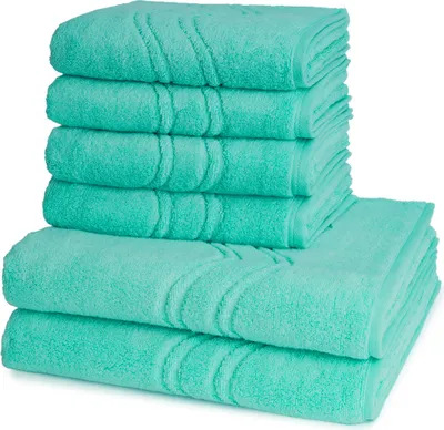 Produktbild von Ross Cashmere feeling 4 X Handtuch 2 X Duschtuch im Set Walkfrottee aus Baumwolle 520 g/m², Weich saugstark mit Aufhänger Kordel, Wellenmuster und gewebte Bordüre elegant