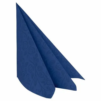 Produktbild von 50x Servietten Airlaid 40x40cm 1/4 -Falz mit Rosenmuster dunkelblau