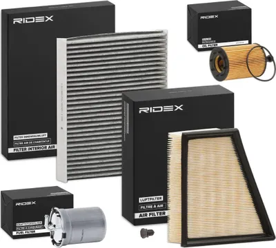 Produktbild von RIDEX Filterset Inspektionspaket Filtersatz für VW POLO (9N) für SKODA Fabia II Schrägheck (542) Fabia II Combi (545) für SEAT Ibiza III Schrägheck