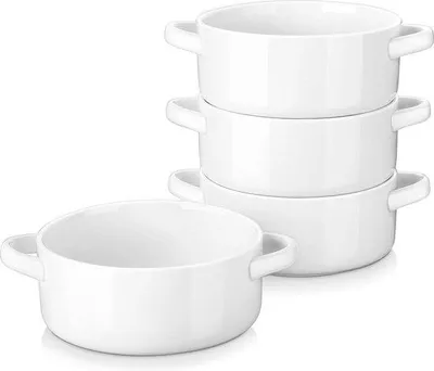 Produktbild von Weißes Porzellan-Essgeschirr, 4-teilig, mikrowellengeeignet