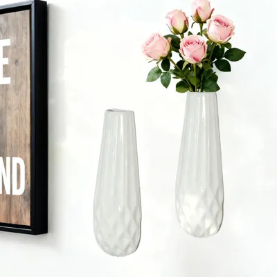 Immagine prodotto di Vaso da parete in Vetroceramica, 30 cm, bianco, per fiori, per uso interno