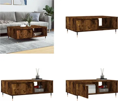 Produktbild von vidaXL Couchtisch Räuchereiche 90x60x35 cm Holzwerkstoff - Couchtisch - Couchtische - Couchtisch Niedrig - Tisch