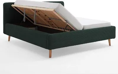 Produktbild von Bett Madras 160x200cm mit Lagerung Rippe Samt - dunkelgrün